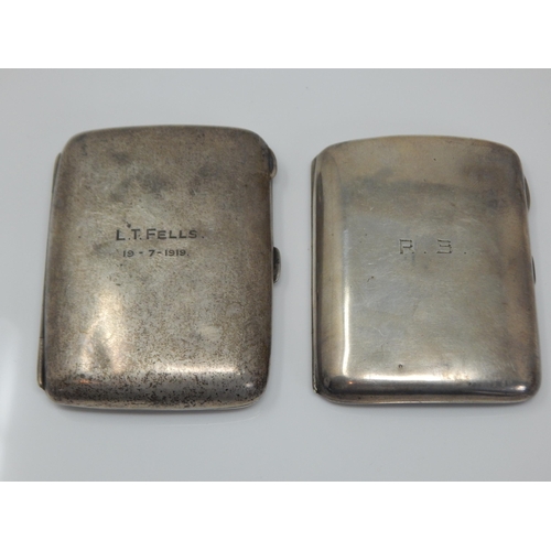 113 - Two Silver Cigarette Cases: Hallmarked London 1909 by William Comyns & Birmingham 1918 by Charles Gr... 