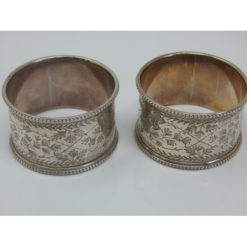 115 - A Pair of Victorian Silver Napkin Rings (Not Personalised) Hallmarked London 1896 by William Hutton ... 