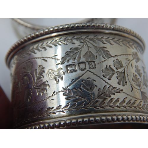 115 - A Pair of Victorian Silver Napkin Rings (Not Personalised) Hallmarked London 1896 by William Hutton ... 