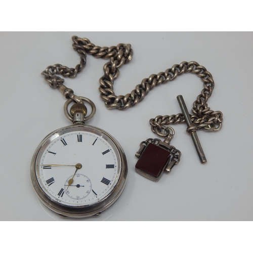 118 - A Gentleman's Hallmarked Silver Pocket Watch with Silver Albert Chain.