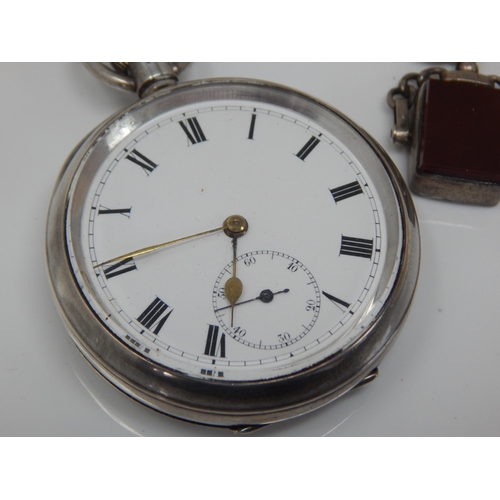 118 - A Gentleman's Hallmarked Silver Pocket Watch with Silver Albert Chain.