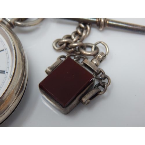 118 - A Gentleman's Hallmarked Silver Pocket Watch with Silver Albert Chain.