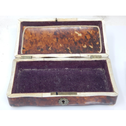 335 - 19th Century Tortoiseshell Box 15cm wide together with a Chinese black lacquer box & a further inlai... 