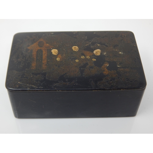 335 - 19th Century Tortoiseshell Box 15cm wide together with a Chinese black lacquer box & a further inlai... 