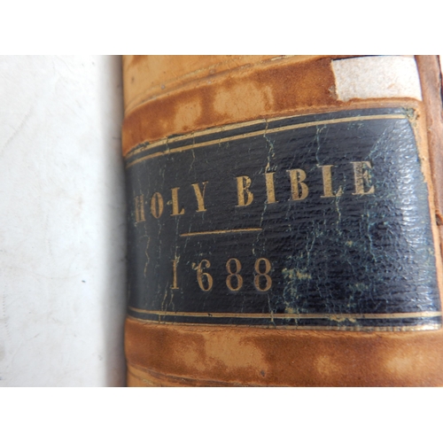 337 - James II Holy Bible 1688 in English. Front Board detached.