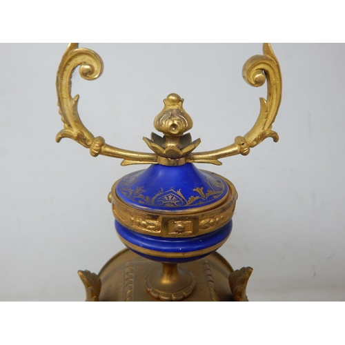 338 - 19th Century French ormolu & enamel clock by Ellis with enamel painted dial on stand. The clock with... 