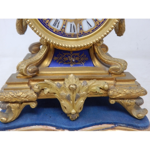 338 - 19th Century French ormolu & enamel clock by Ellis with enamel painted dial on stand. The clock with... 