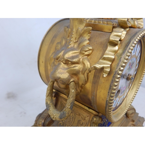 338 - 19th Century French ormolu & enamel clock by Ellis with enamel painted dial on stand. The clock with... 