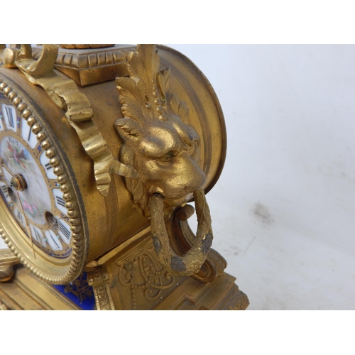 338 - 19th Century French ormolu & enamel clock by Ellis with enamel painted dial on stand. The clock with... 