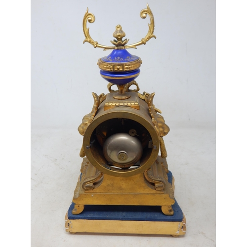 338 - 19th Century French ormolu & enamel clock by Ellis with enamel painted dial on stand. The clock with... 