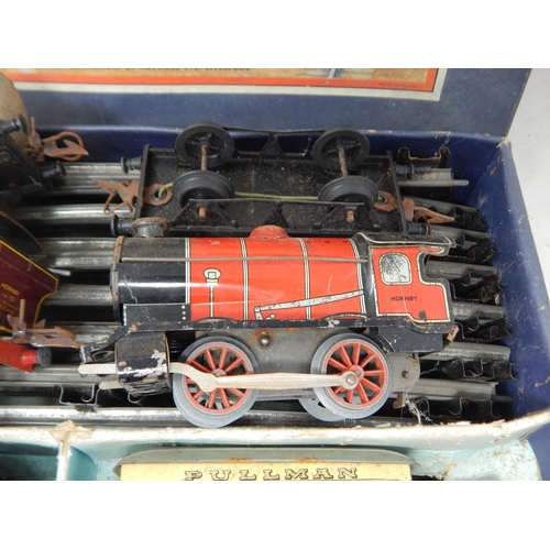 339 - Hornby Tin Plate Key Wind Train Set & Track with Additional Engine & Carriages etc.