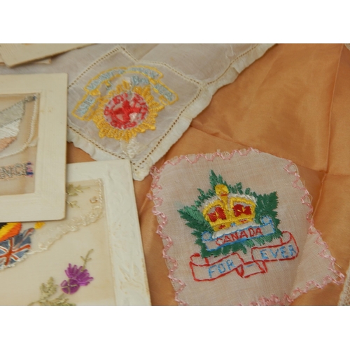 340 - A Collection of WWI Silk Postcards (36) together with Silk Flags, Queen Mary 1914 Christmas Tin, Sil... 