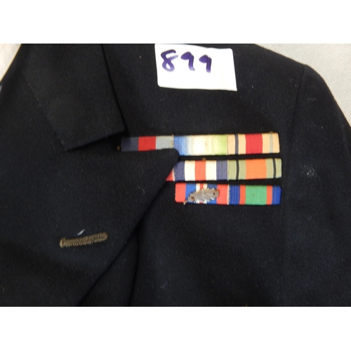 899 - Royal Navy officers Jacket and Shirt with 3 ribbon bars one with oak leaf