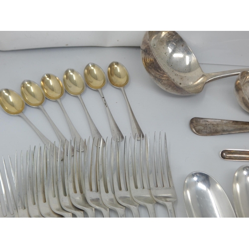 130 - A Comprehensive Silver Canteen of Cutlery Comprising 12 x Dinner Forks, 12 x Dessert Forks, 6 x Tabl... 