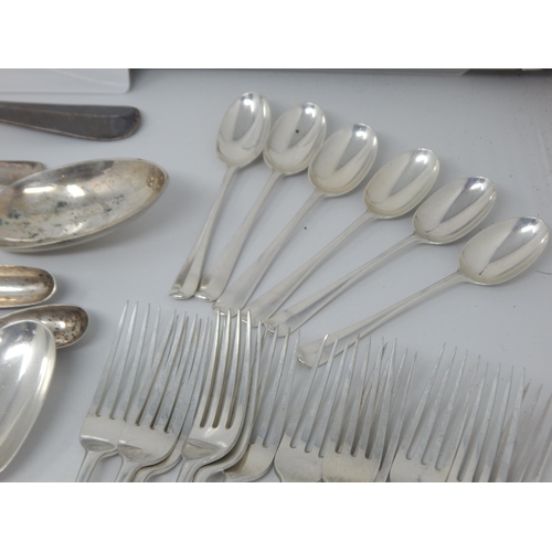 130 - A Comprehensive Silver Canteen of Cutlery Comprising 12 x Dinner Forks, 12 x Dessert Forks, 6 x Tabl... 