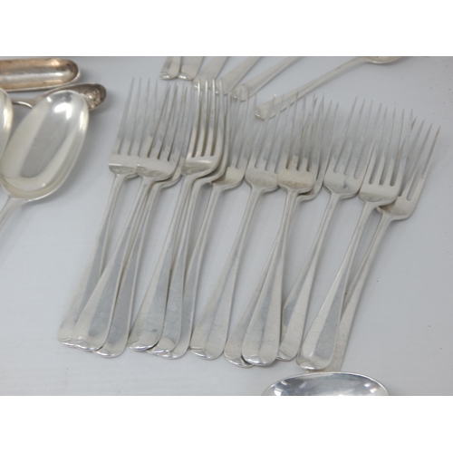 130 - A Comprehensive Silver Canteen of Cutlery Comprising 12 x Dinner Forks, 12 x Dessert Forks, 6 x Tabl... 