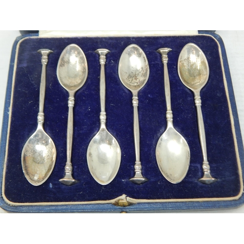 134 - A Set of 6 Silver Teaspoons Hallmarked Birmingham 1927 by Mappin & Webb in Original Fitted Case: Wei... 