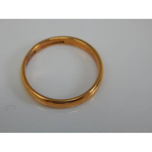 230 - 22ct Gold Wedding Band: Size P/Q: Weight 3.56g