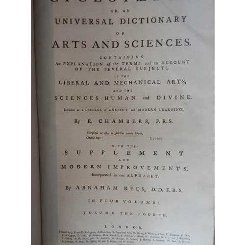 351 - 18th Century Chambers, Cyclopaedia: or, a Universal Dictionary of Arts and Sciences in 4 volumes 178... 