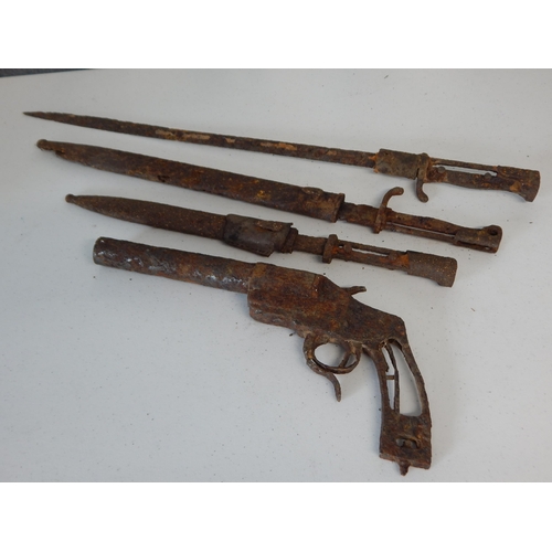 974 - WWI Weapon Relics dug up on a French Battlefield.