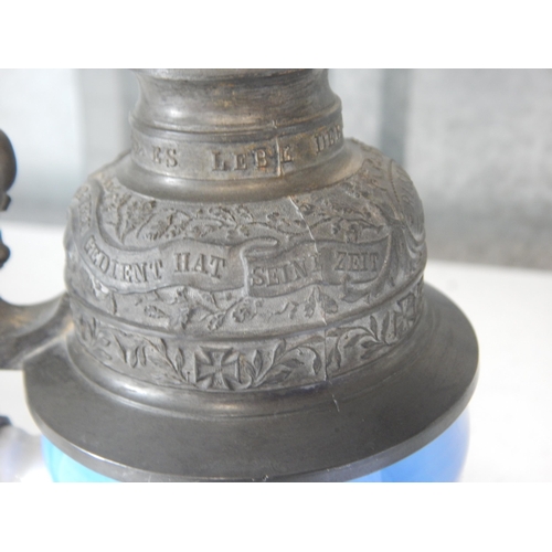 986 - German Stein 2. Feldart, Rgt 1. Fahr Batt. Wurzberg 1904-1906 with pewter top with cannon finial. He... 