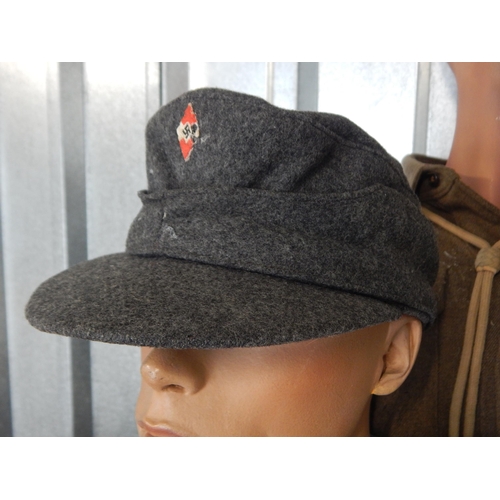 989 - WWII Hitler Youth Cap with Insignia & Interior Label RZM der NSDAP No, 27432