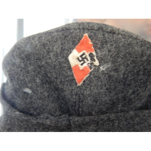 989 - WWII Hitler Youth Cap with Insignia & Interior Label RZM der NSDAP No, 27432