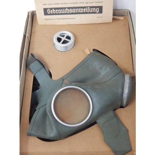 330 - WWII German Gas Mask with Instructions in original fitted box