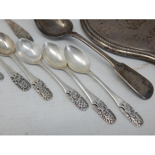 144 - A Set of 6 Sterling 925 Coffee Spoons together with a Georgian Scottish Silver Spoon, Further Spoon ... 