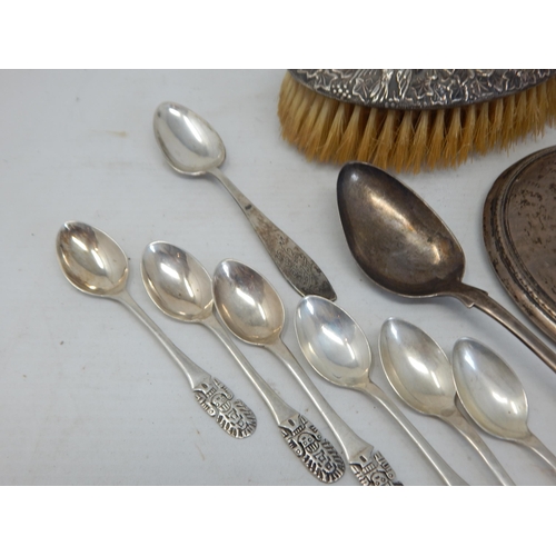 144 - A Set of 6 Sterling 925 Coffee Spoons together with a Georgian Scottish Silver Spoon, Further Spoon ... 