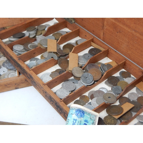 92 - A Huge Quantity of Unsorted Coinage contained in Wooden Boxes & Tins. Sorting will reward. Collectio... 