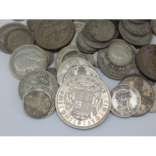 95 - A Quantity of Pre-1947 Silver Coinage: Weight 408g