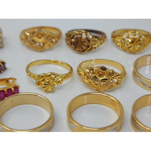 237 - A Quantity of Gold Plated Rings & Earrings, Some Marked 18k