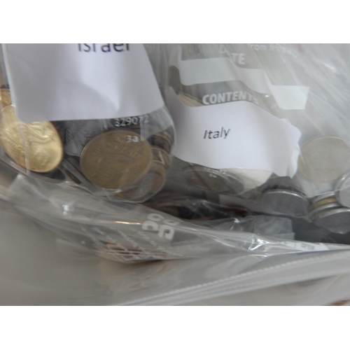 77 - A Large Plastic Tub Containing a Huge Quantity of World Coinage: Sorting will reward.