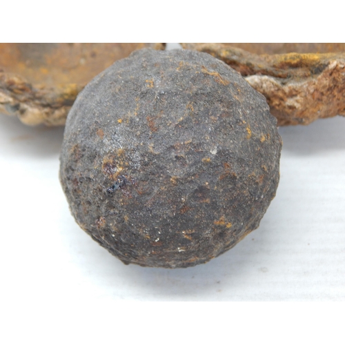 355 - Encrusted Antique 2lb Cannonball. Found in the Solent during the 1980's