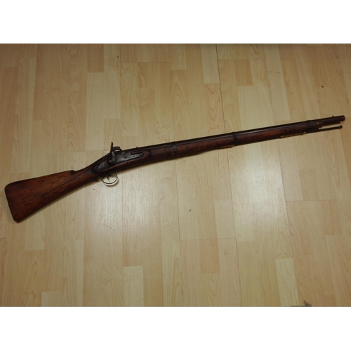 357 - 19th Century Pin Fire Rifle with wooden stock numbered 232 & B. L 70. Length 125cm