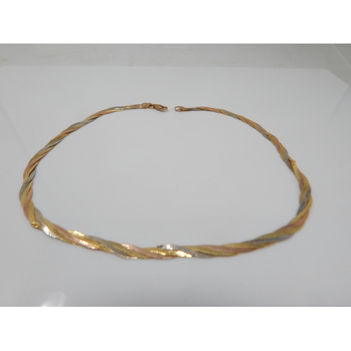 170 - Ladies 9ct Tri-Coloured Gold Necklace: Length 40cm: Weight 9.26g