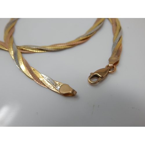 170 - Ladies 9ct Tri-Coloured Gold Necklace: Length 40cm: Weight 9.26g