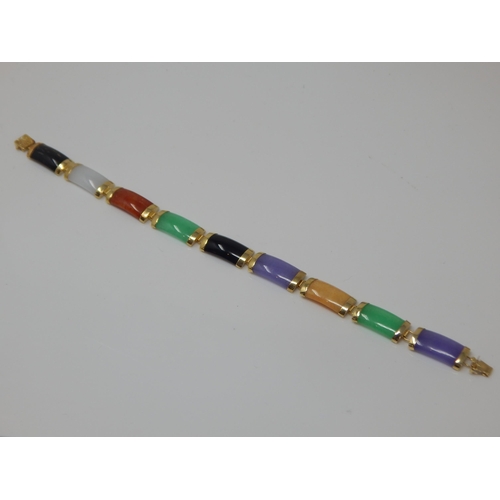 175 - 14ct Gold Multi Gem Stone Set Bracelet: Length 20cm: Gross weight 14.35g