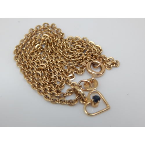 176 - 9ct Gold Heart Shaped Pendant on 9ct Gold Chain: Length 46cm: Weight 4.06g