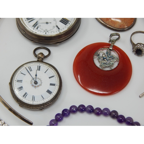 281 - 14ct Gold Amethyst Bead Bracelet, Hallmarked Silver Pocket Watch & Fob Watch together with a quantit... 