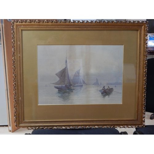 363 - Arthur Wilde Parsons RWA (1854-1931) Victorian Watercolour of Boats Setting off to Sea & figures in ... 