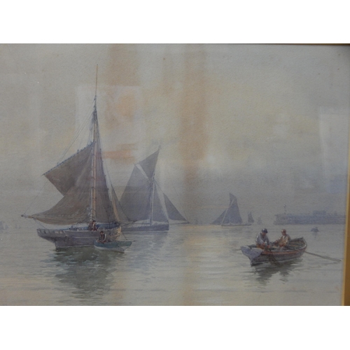 363 - Arthur Wilde Parsons RWA (1854-1931) Victorian Watercolour of Boats Setting off to Sea & figures in ... 