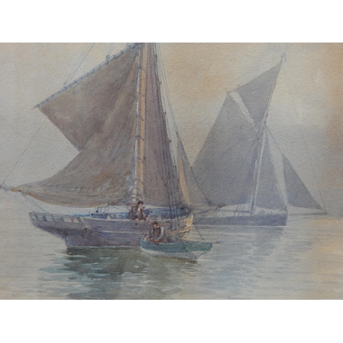 363 - Arthur Wilde Parsons RWA (1854-1931) Victorian Watercolour of Boats Setting off to Sea & figures in ... 