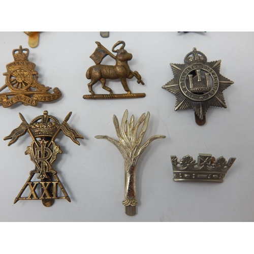 516 - Military Cap Badges Including Tank Corps, Royal Welsh Fusiliers, Hussars etc