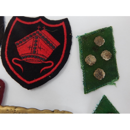 579 - A Group of Militaria Including Badges & The 4th Cheshire Company Volunteer Belt Buckle