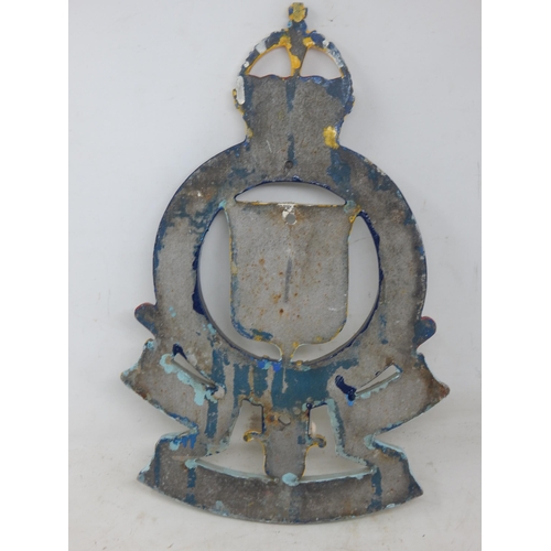 601 - WWII Royal Corps Australia Army Ordnance Cast Metal Wall Plaque. Height 41cm