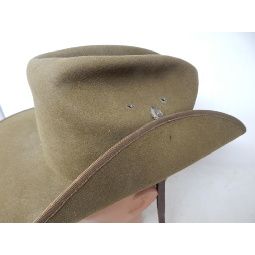 602 - WWII Australian Khaki Slouch Hat. Please Note: Customers must satisfy themselves prior to bidding in... 