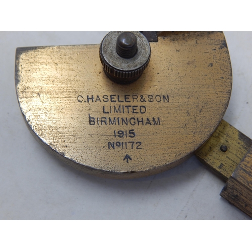 607 - WWI 1915 Dated British Army De Lisle Reflecting Clinometer by C. Haseler & Son Ltd, Birmingham, No. ... 