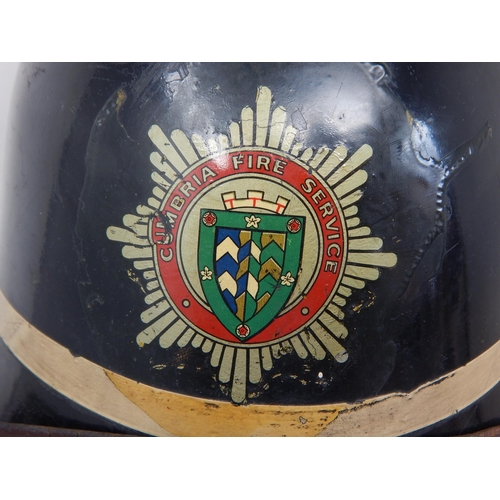 611 - WWII Cumbria Fire Service Helmet with Liner & Chin Strap. Note: Customers must satisfy themselves pr... 